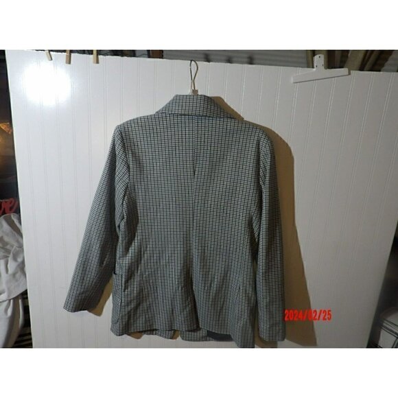 A NEW Day Oversized Plaid One Button Blazer Size M Pocket Blue Gray Academia - Picture 4 of 5